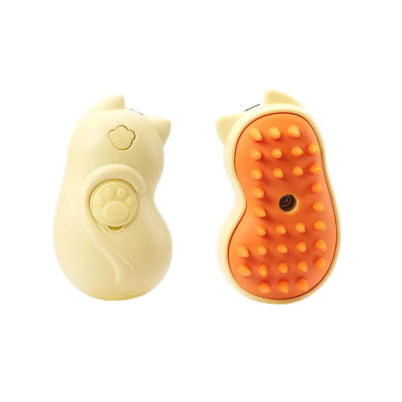 3-in-1 steamy pet grooming brush with ergonomic handle for cats and dogs