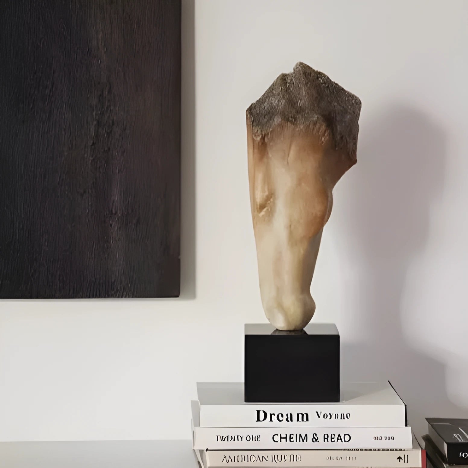Abstract carved horse head sculpture in French retro style, a desktop ornament measuring 50cm tall.
