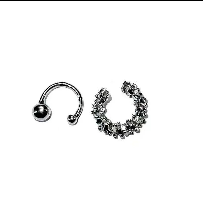 Geometric alloy ear clip earrings with irregular frosty B4710# design for women
