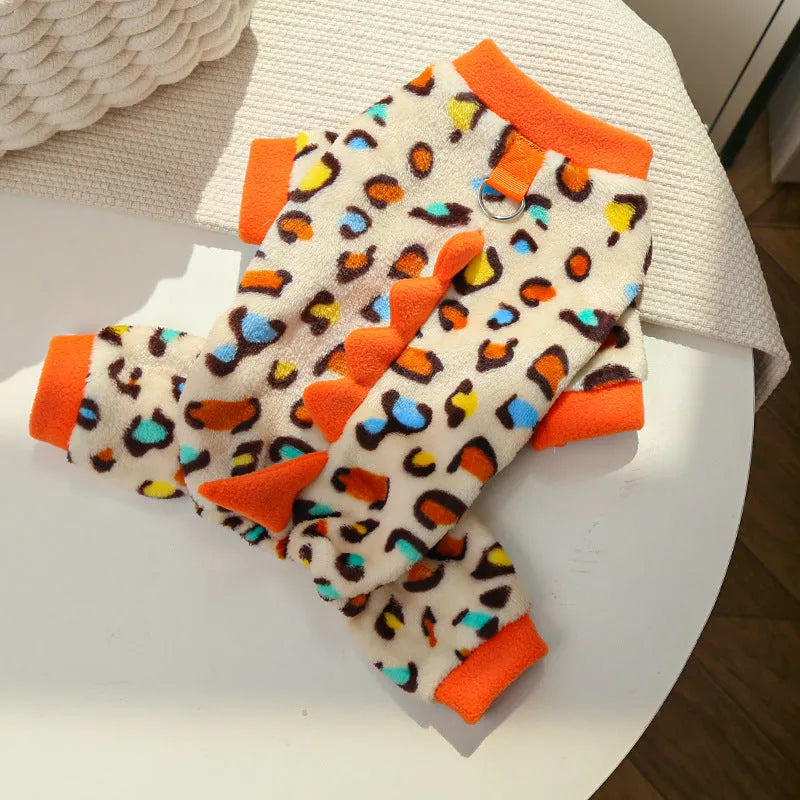 Fleece leopard print dog coat for French Bulldogs in four colours, sizes XS to 2XL