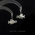 Bubble Fish original design earrings with goldfish animal modelling in electroplated copper construction