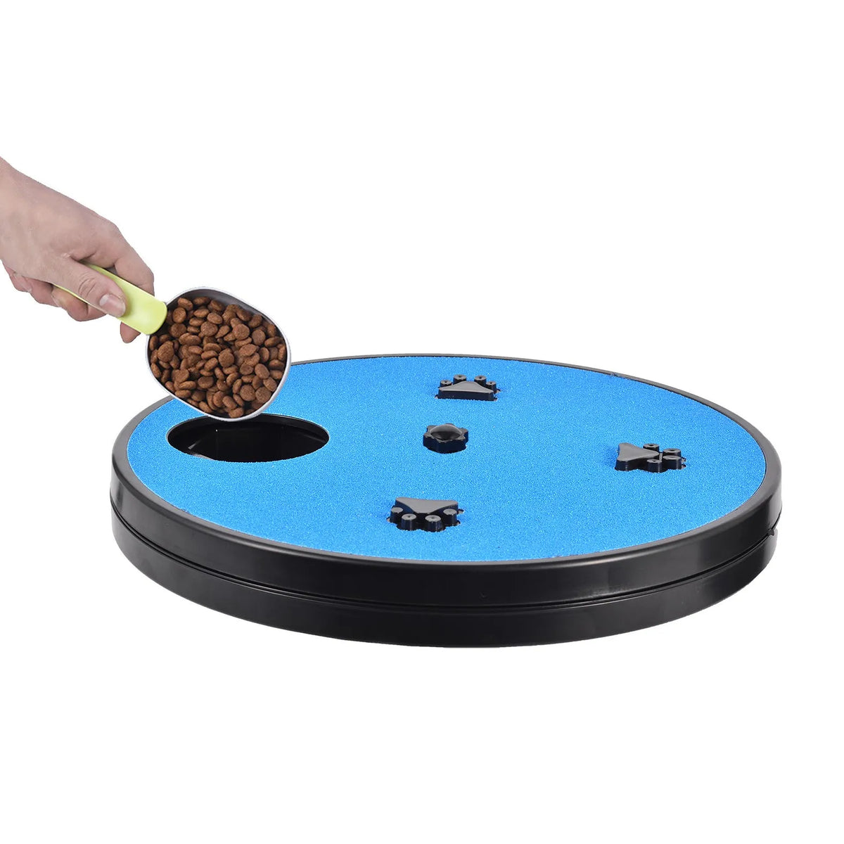 33cm dog nail scraper slow food toy with rotatable sandpaper file board, six food compartments, and suction cup base