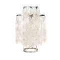 Modern shell-shaped bedside table lamp in a choice of chrome or gold metal finish.
