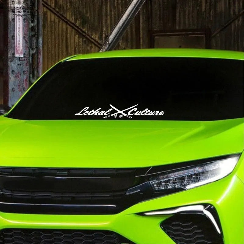 Car rear windshield vinyl sticker with family text designs in yellow or silvery white colours