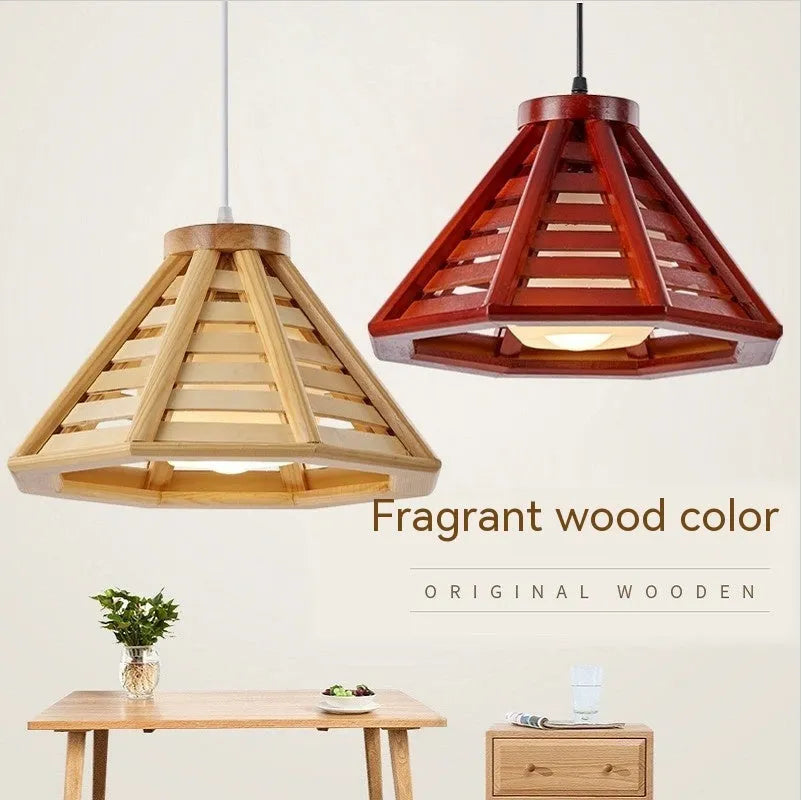 bamboo woven woodcraft ceiling LED chandelier 50cm wood colour modern minimalist