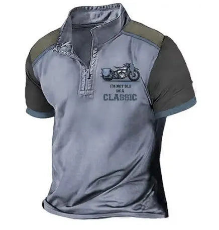Solid colour golf polo shirt with 3D digital printing and loose fit pullover design