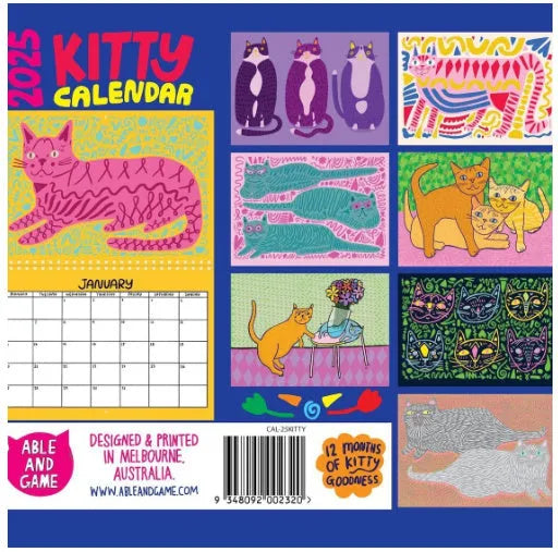 Cat calendar wall planner showing daily tear-off sheets with feline imagery