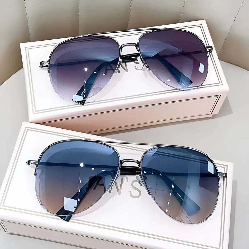 Metal frame aviator sunglasses with UV protection resin lenses in multiple colour options
