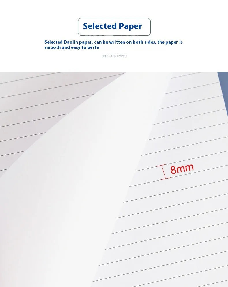 A4 tearable notebook with grid-lined paper and adhesive binding, shown in A4 and A5 sizes