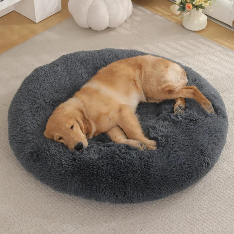 Round plush pet mat dog bed in multiple colours and sizes from 40cm to 120cm for dogs