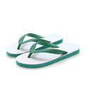 Rubber flip-flops with deodorant function and non-slip soles in green with fish label design.