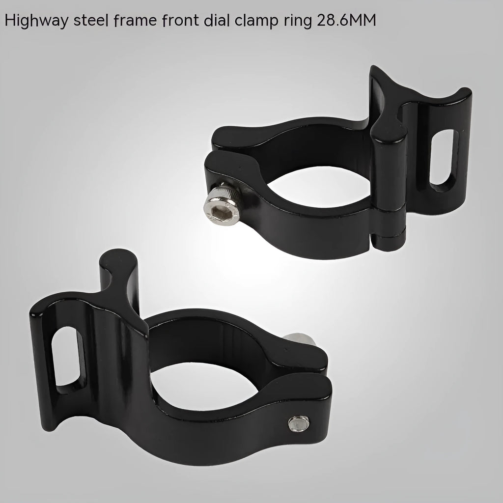 Black aluminium alloy vehicle clamp ring with a 28.6mm diameter for automotive cable management.