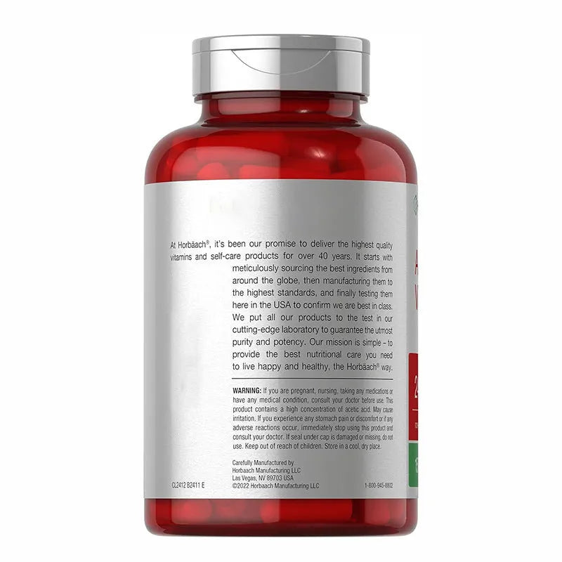 Bottle of 150 apple cider vinegar capsules with Japanese dietary fibre dietary supplement