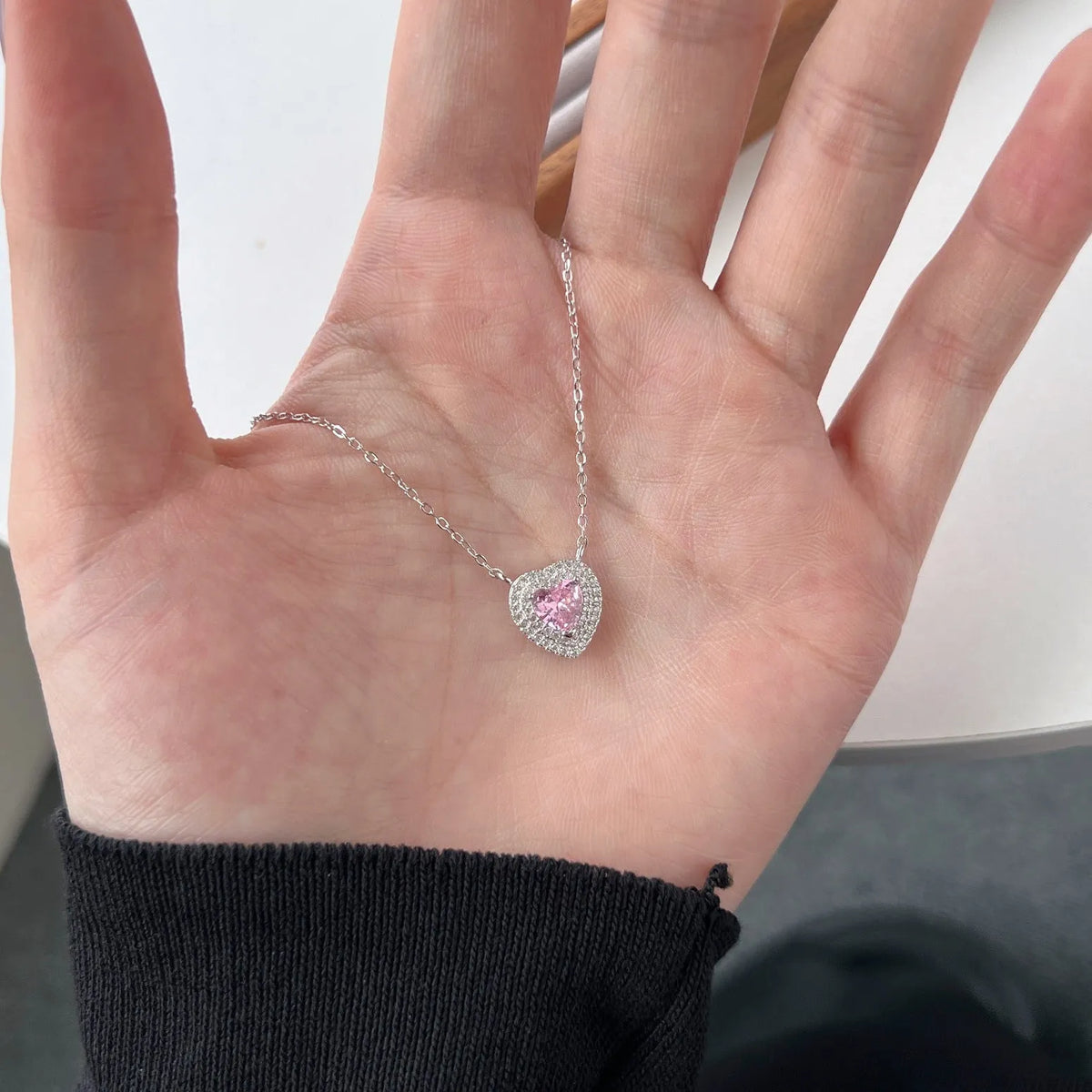 Women's 925 silver zircon necklace with electroplated finish, shown in platinum or gold tone colour options