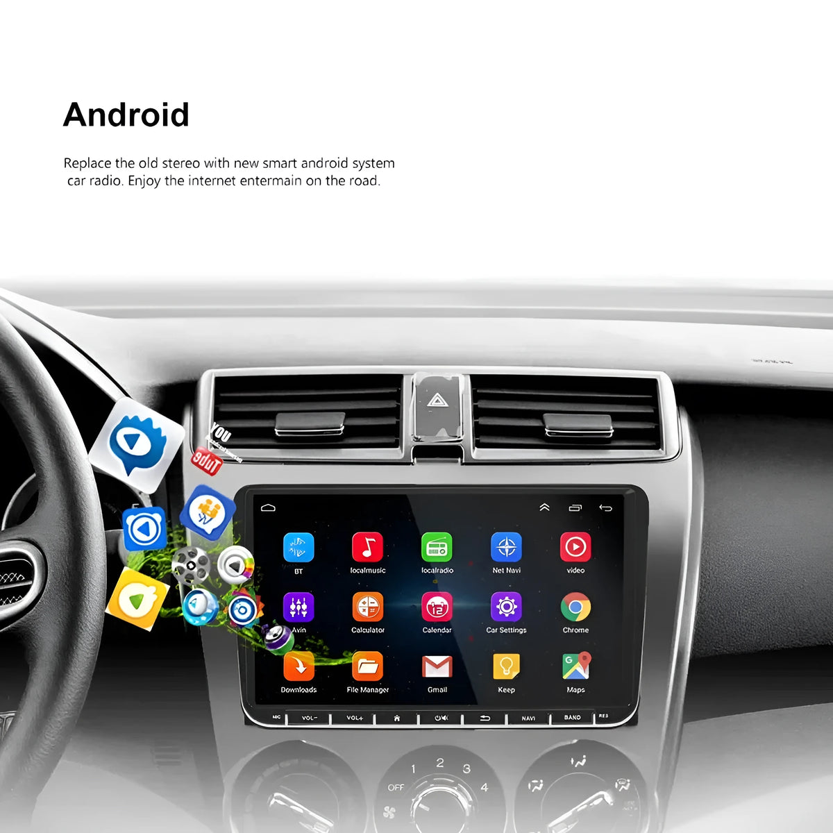 Nissan 350Z 2003-2009 double din car stereo with 7-inch Android Auto touchscreen and GPS navigation
