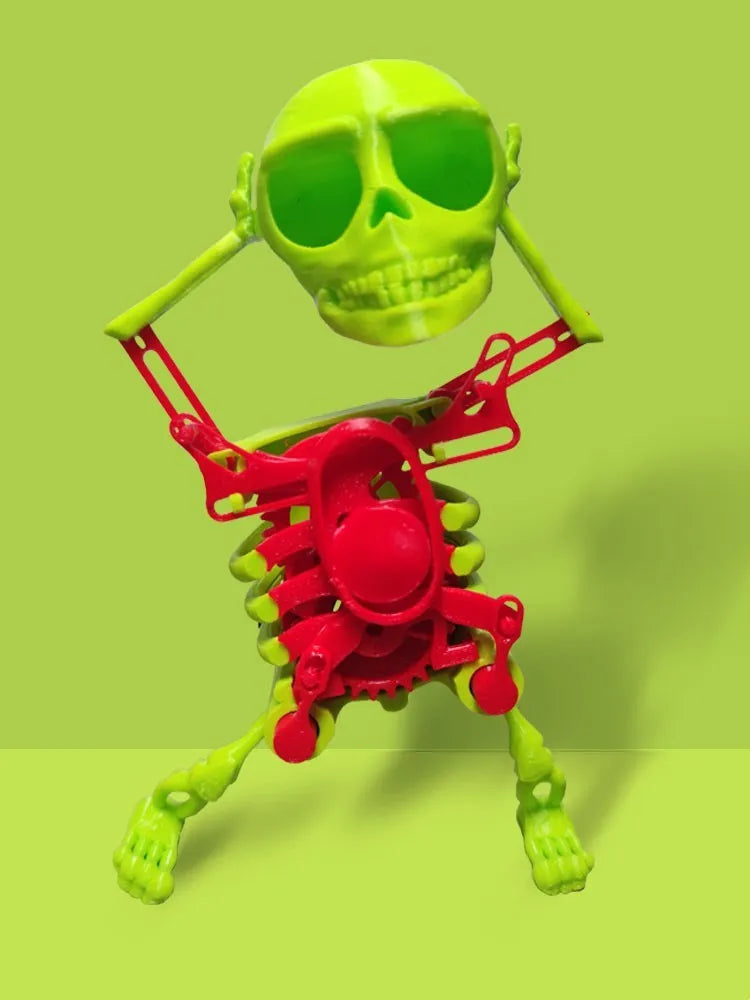 3D mini skull gravity toy dancing skeleton in pink and white colour 17cm height