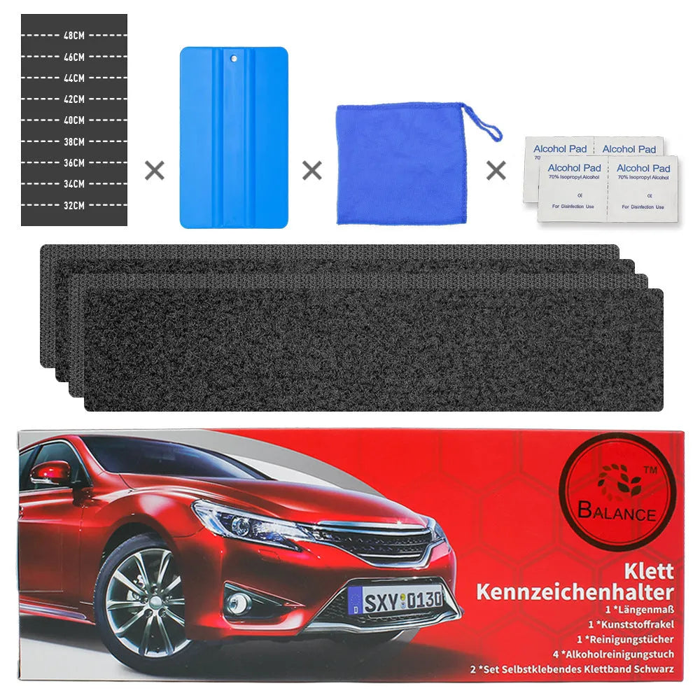 Double-sided adhesive tape for car and motorcycle licence plate fixing showing right-angled format
