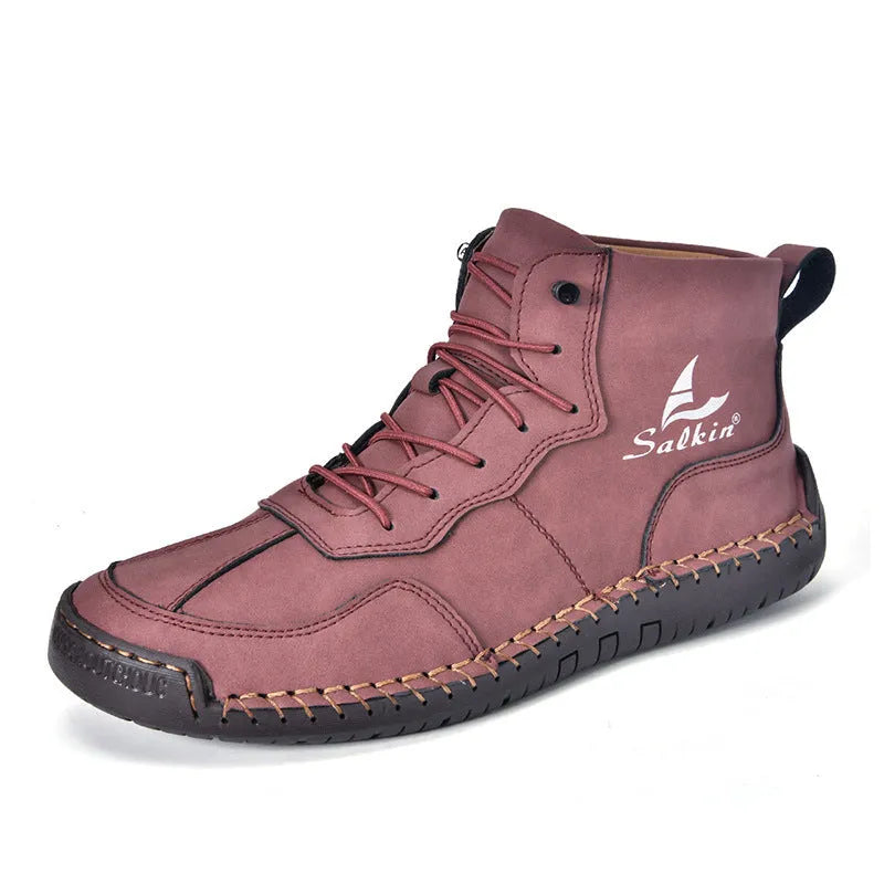 Retro high-top casual boots in multiple colours with flat rubber soles and elastic band sides