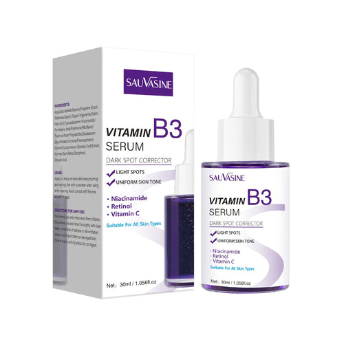 30ml Vitamin B3 facial essence bottle with pump applicator for skincare application
