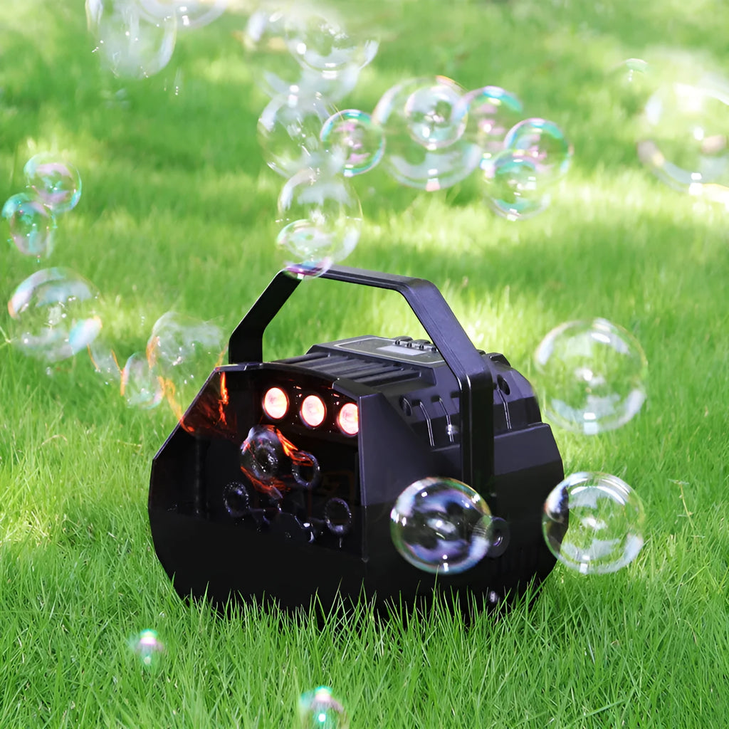 LED mini plastic small bubble machine with 15W rating, IP20 protection, 100-240V voltage, and US power supply