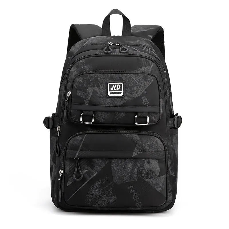 Girls large capacity nylon school backpack with anti-theft function and physiological curve back support