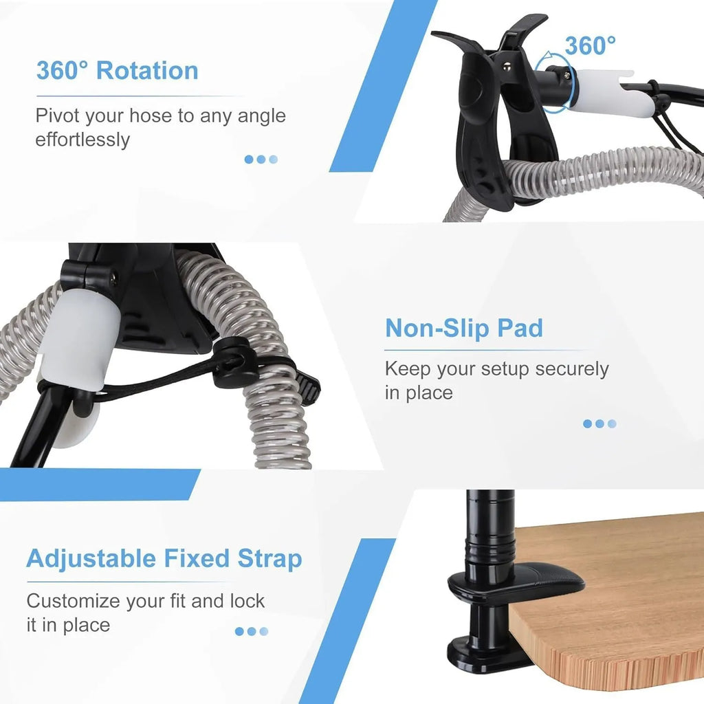 Universal ventilator hose bracket in aluminium alloy and ABS, shown in black or white for portable air conditioner exhaust hose