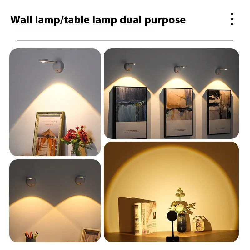 Modern geometric wireless rechargeable wall spotlight in black or white with remote control.
