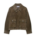 Women's PU jacket in Japanese Korean casual style, medium thickness, regular fit