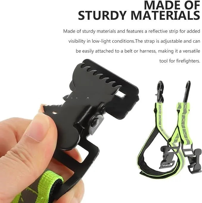 Fluorescent green metal safety clip with reflective tape for fireman gloves