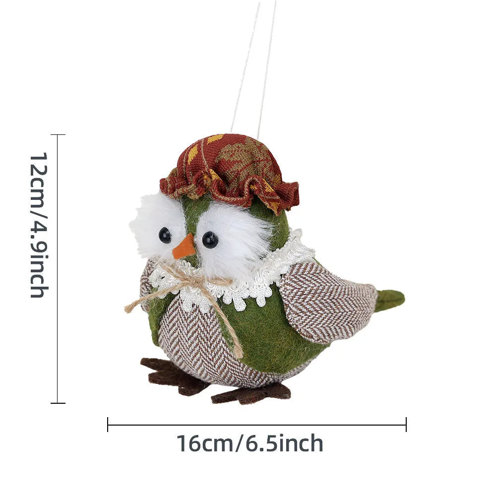 Thanksgiving owl harvest bird pendant ornament in orange or green colours for seasonal holiday décor
