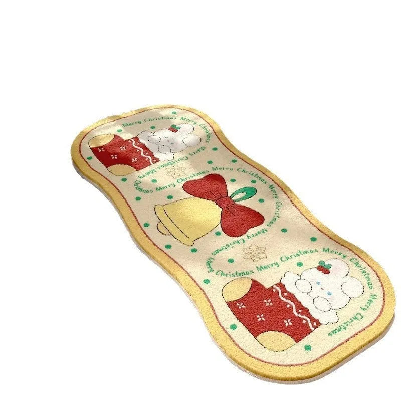 Christmas imitation cashmere carpet decoration with alien shape and festive patterns like ginger cake bear.