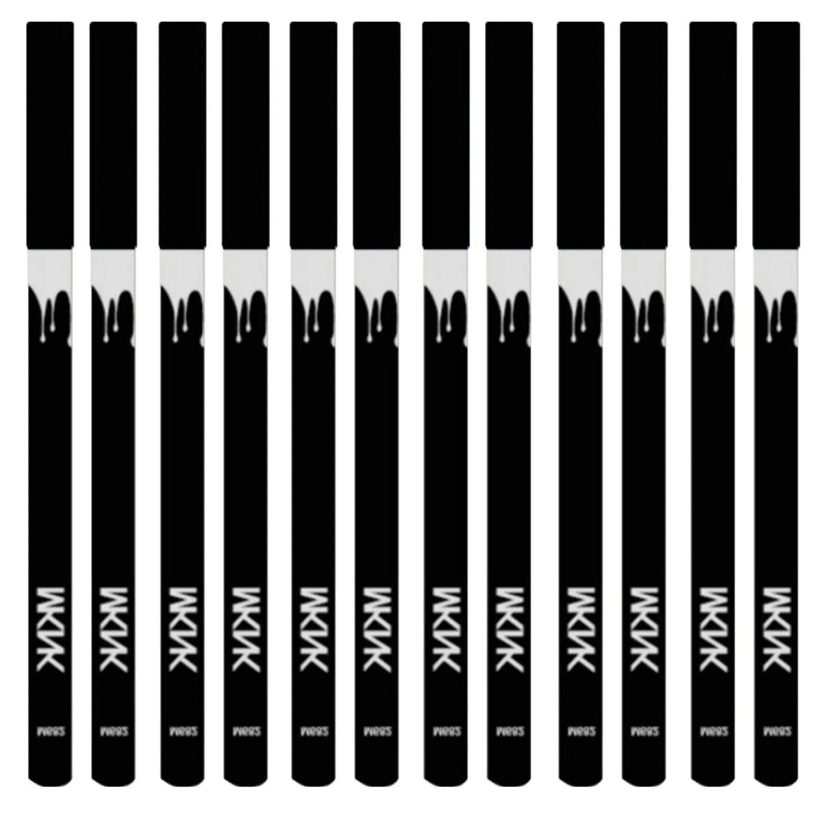 12-piece white and black waterproof eyeliner pencil set with retractable design and sharpener