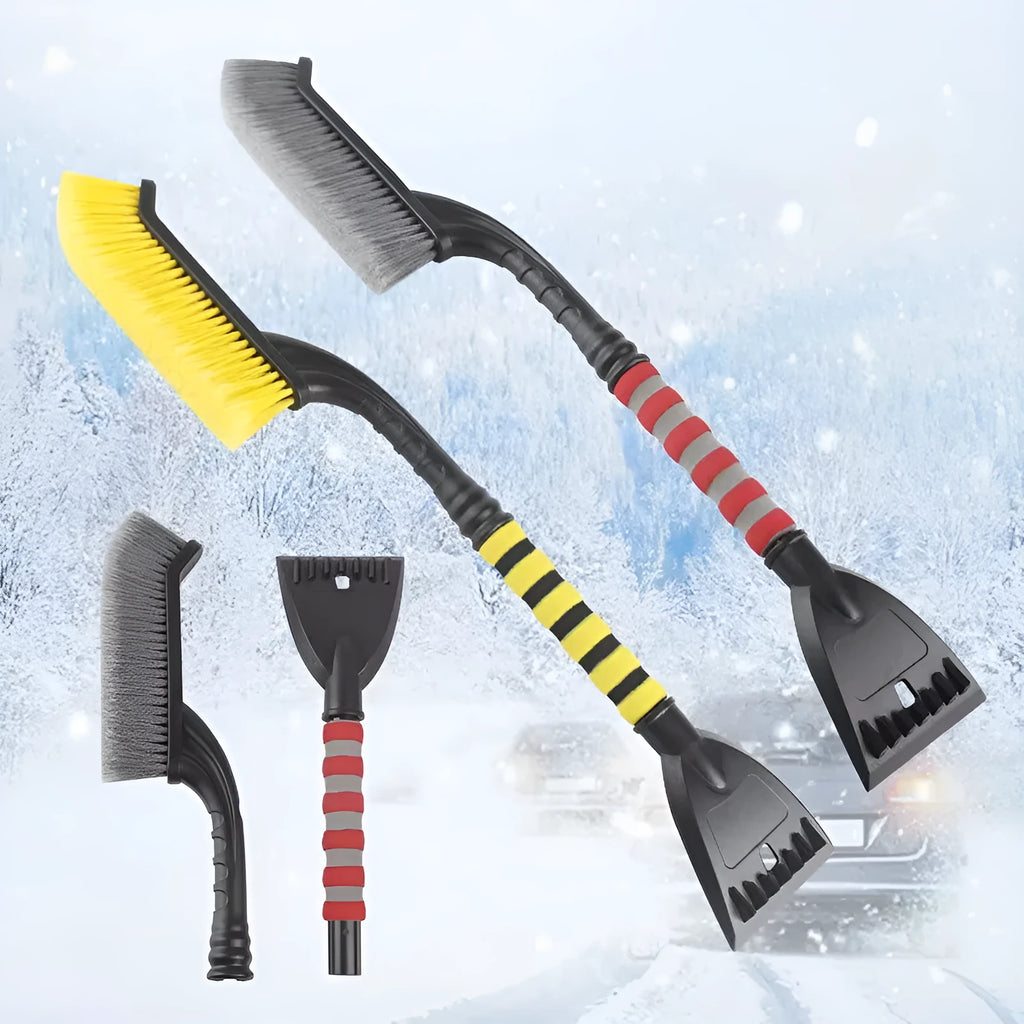 2 in 1 detachable snow brush ice scraper with red foam grip for car windshield