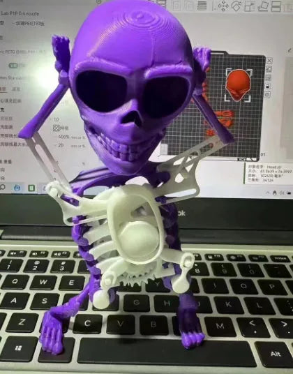 3D mini skull gravity toy dancing skeleton in pink and white colour 17cm height