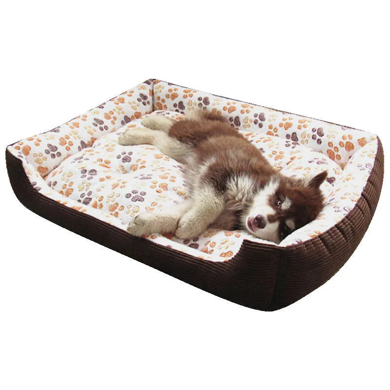 Beige plush bolster dog bed for small pets with raised sides and a removable cover.