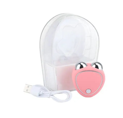 Micro current beauty instrument roller massager in pink for facial care with ABS build