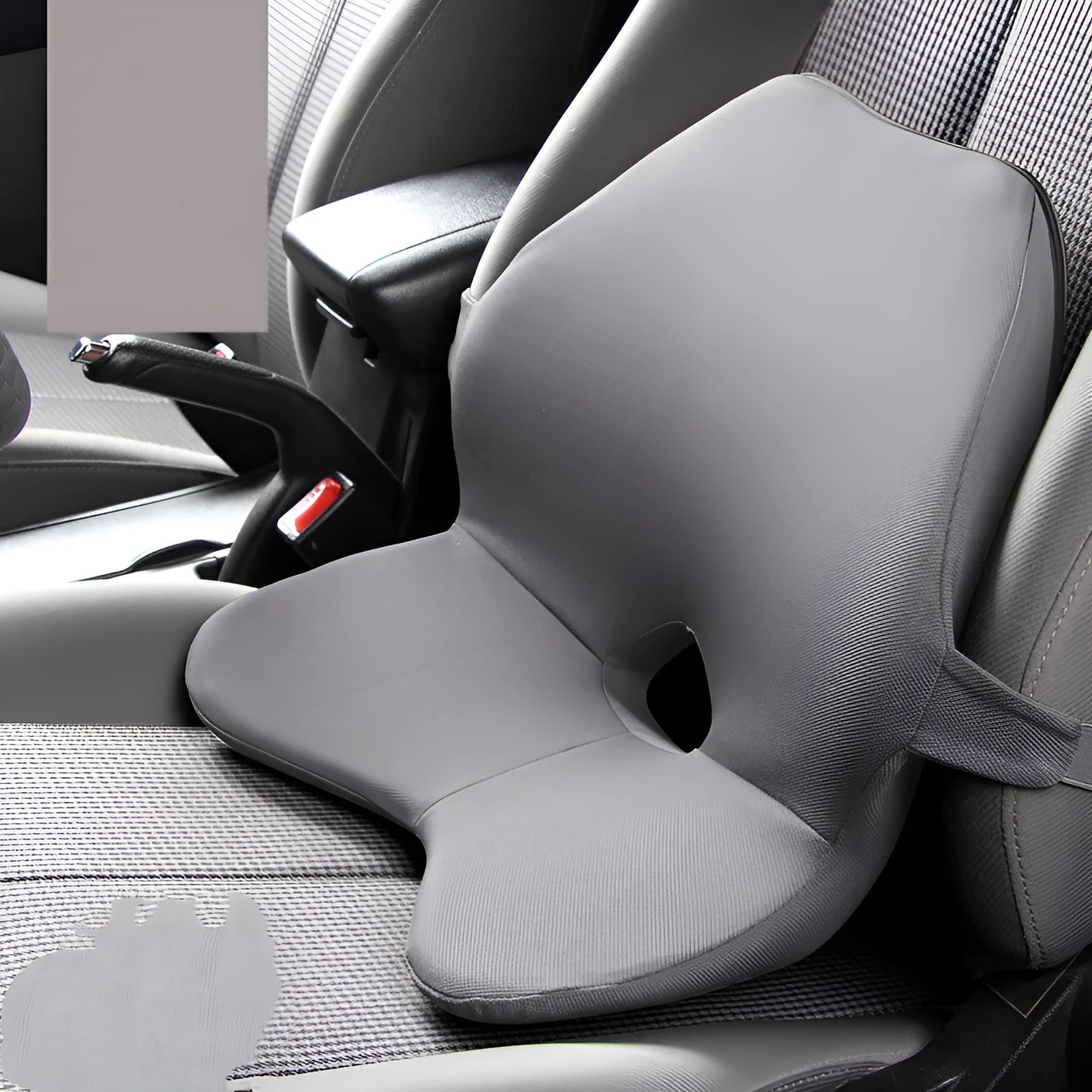 Car waist cushion with memory cotton filling for lumbar support, shown in beige colour