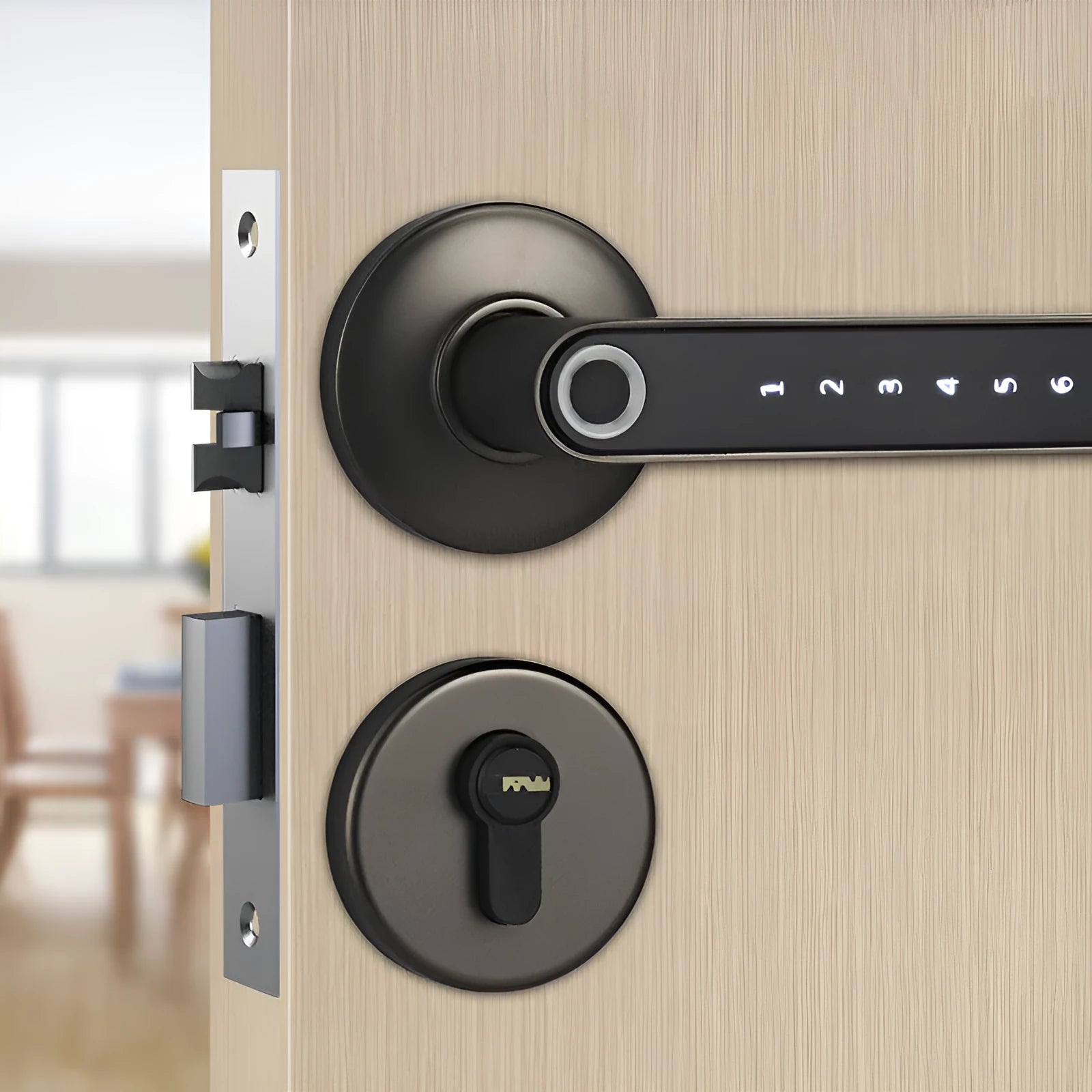 Modern minimalist alloy smart lock with fingerprint sensor and digital keypad