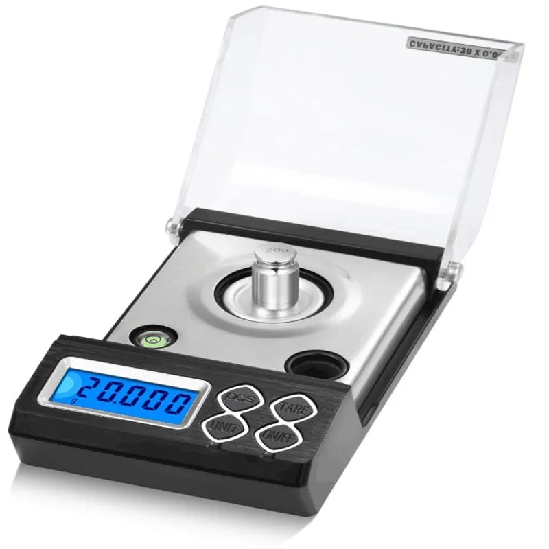 Portable 50g 0.001g high precision jewellery electronic scale on white background