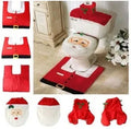 Christmas bathroom decoration set with flannel fabric toilet cover, floor mat, and Santa Claus design