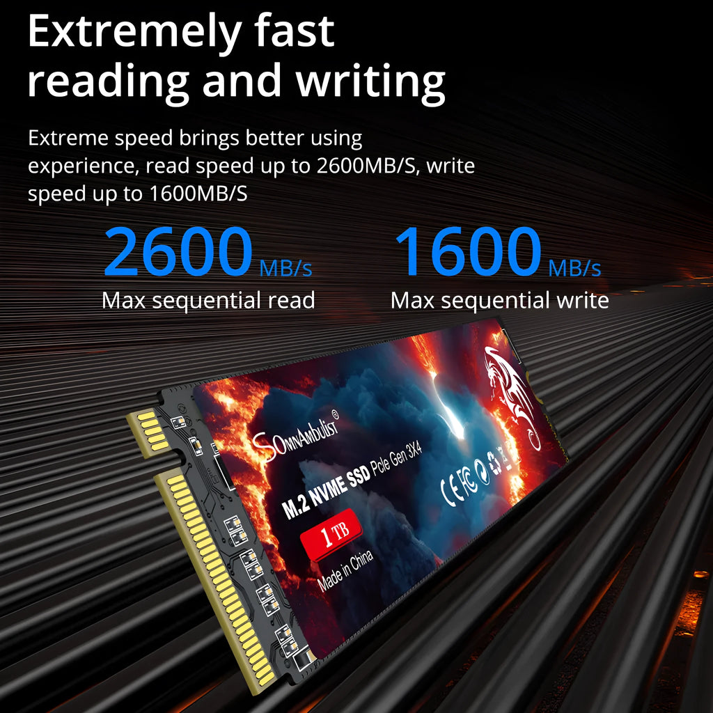 M.2 solid-state drive for desktop computers with PCIe 3.0 interface measuring 80mm long