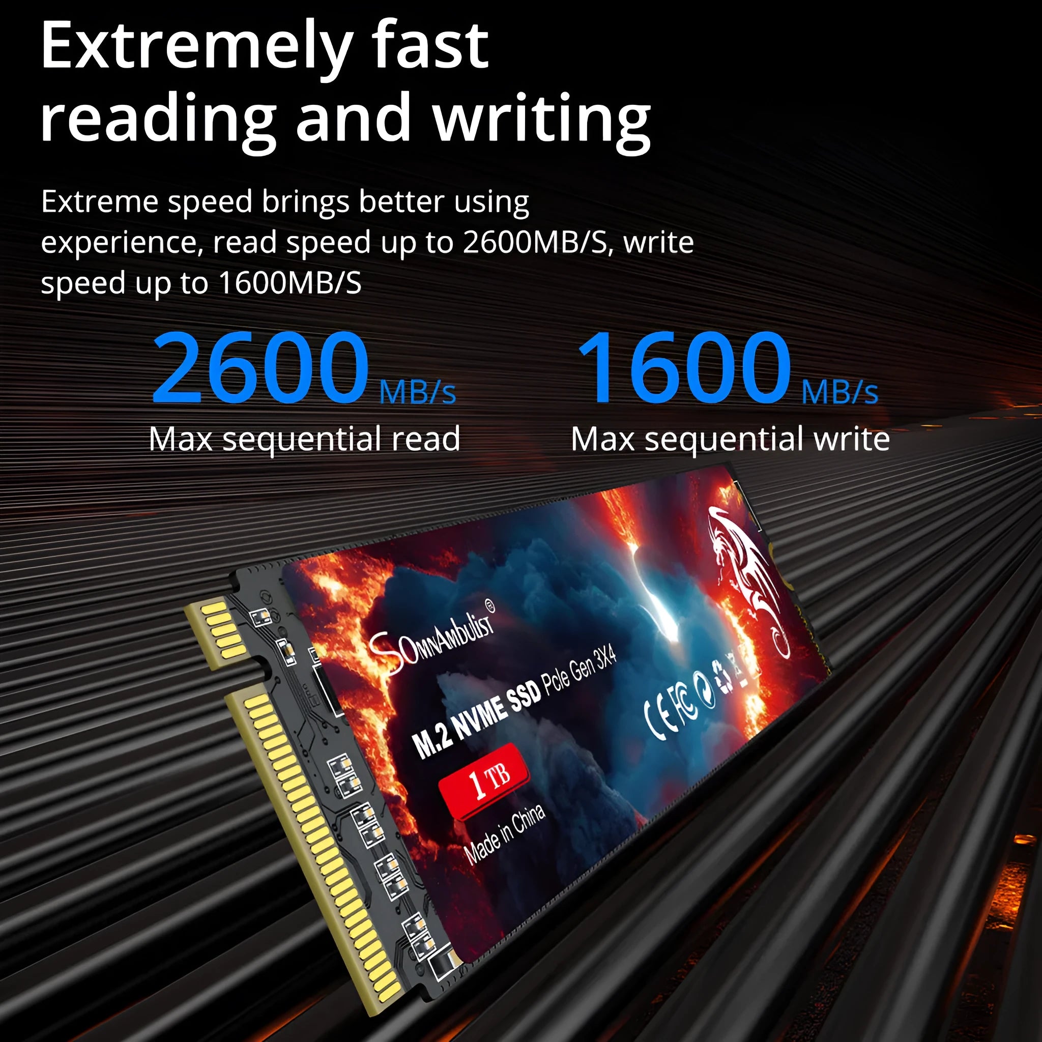 M.2 solid-state drive for desktop computers with PCIe 3.0 interface measuring 80mm long