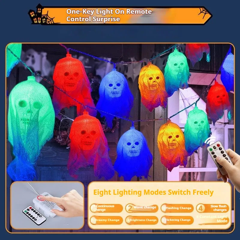 Halloween coloured LED string lights for indoor wall decoration with battery box