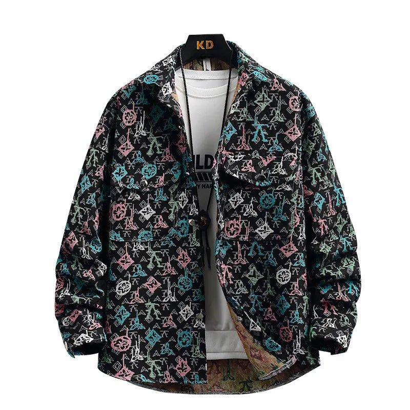 Women's casual lapel shirt coat in a blue colour variant, featuring long sleeves and a straight hem.