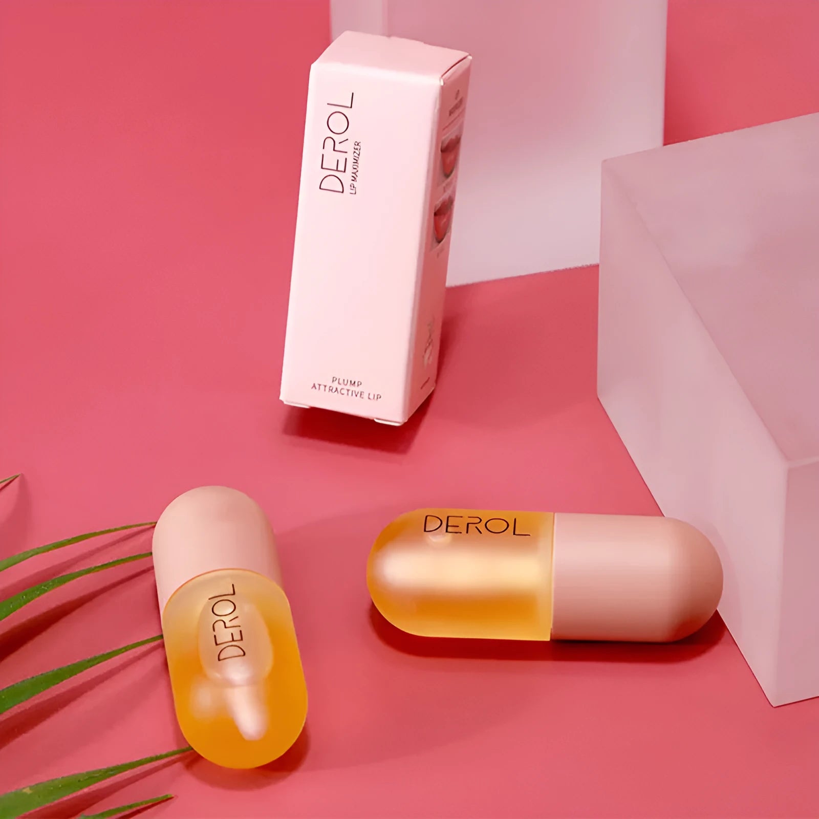 Clear lip plumper oil 5.5ml in light yellow formula with applicator wand for chapped dry lip care