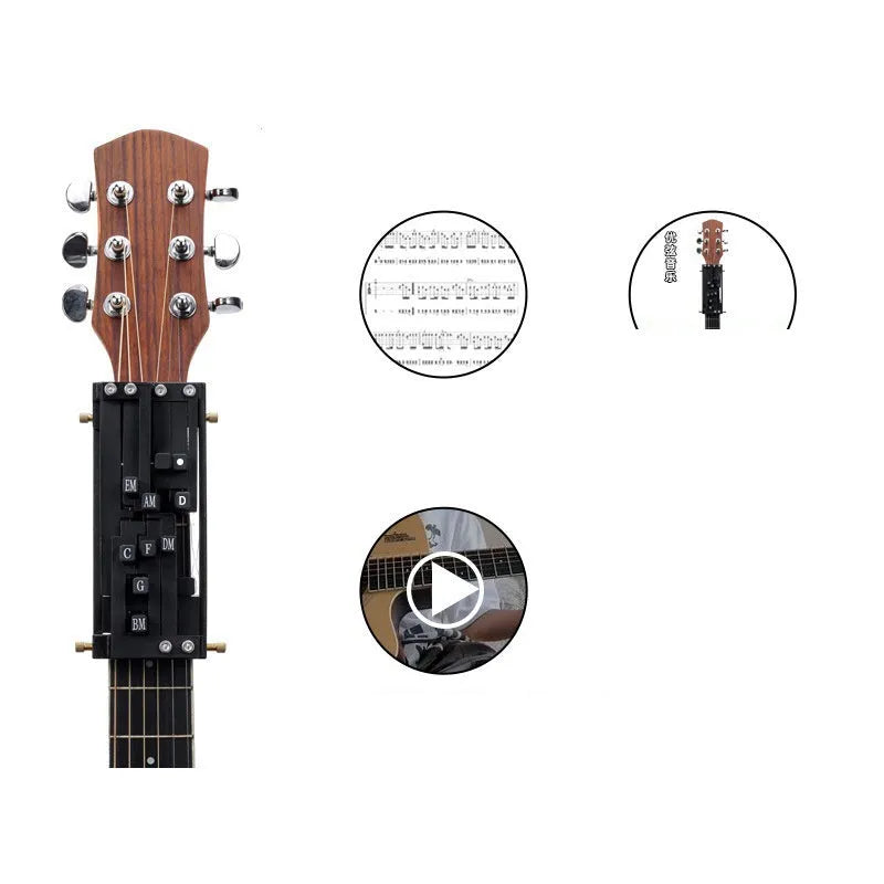 Automatic guitar chord practice device for beginners in black and white colour options