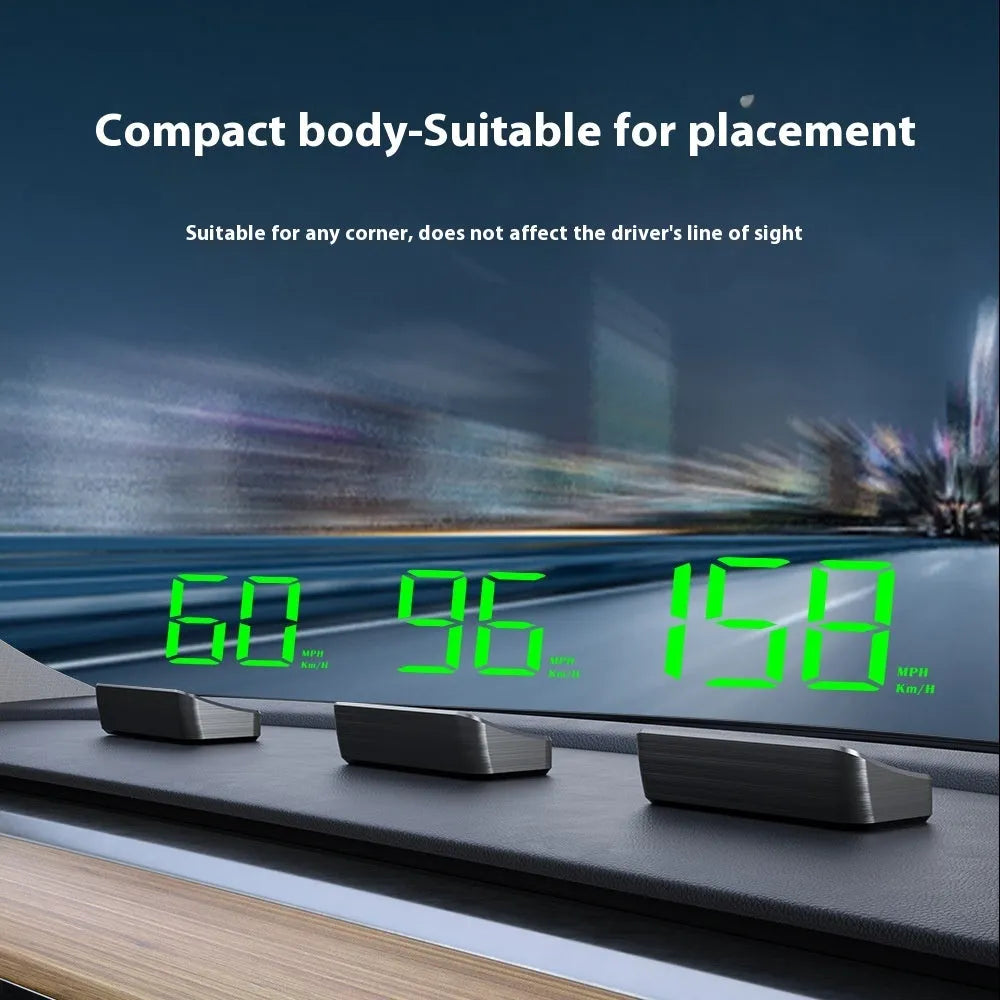 New universal head-up display car GPS velometer HD screen USB power supply green display on dashboard