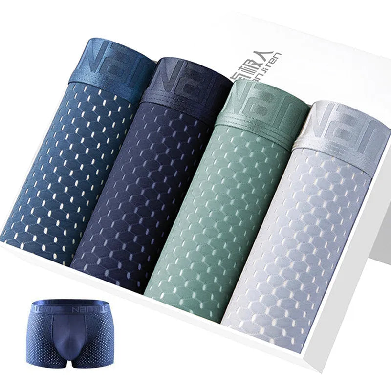 Modal boxer shorts in breathable ice silk, large size L-6XL, knitted with 95% modal and 5% spandex crotch lining.