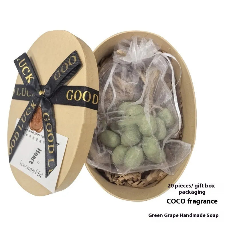 Handmade grape and litchi cleansing soap bars in 120g size with different packaging options