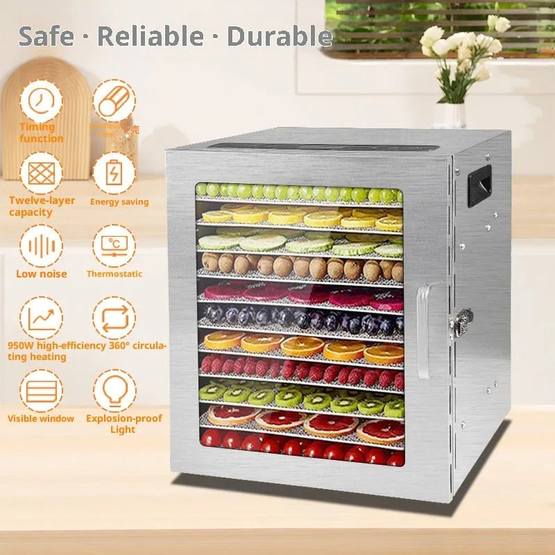 18-layer stainless steel food dehydrator with touch screen and 25L capacity